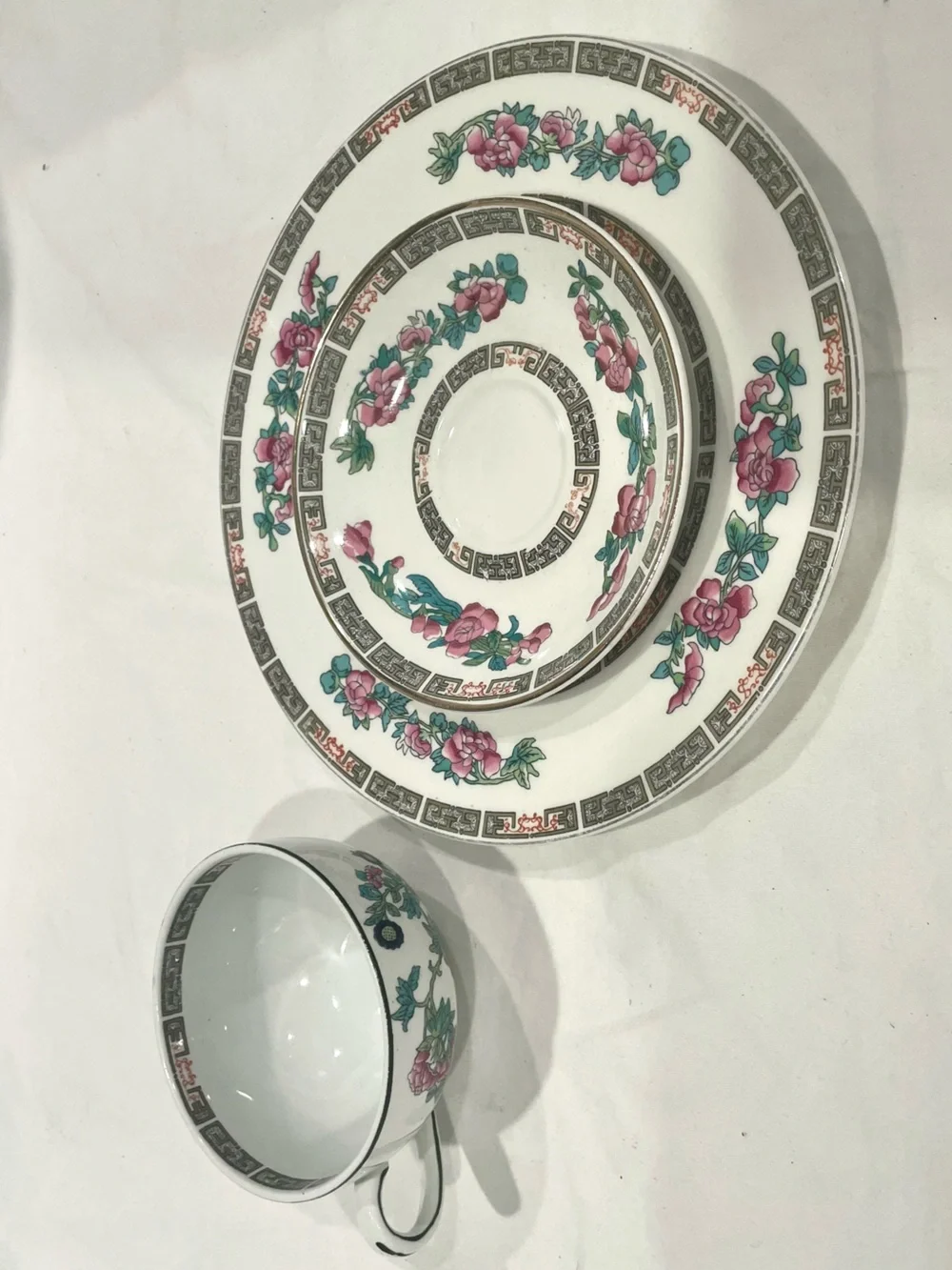 John Maddock & Sons “Indian Tree” Fine China Place Setting | Plate, Cup & Saucer